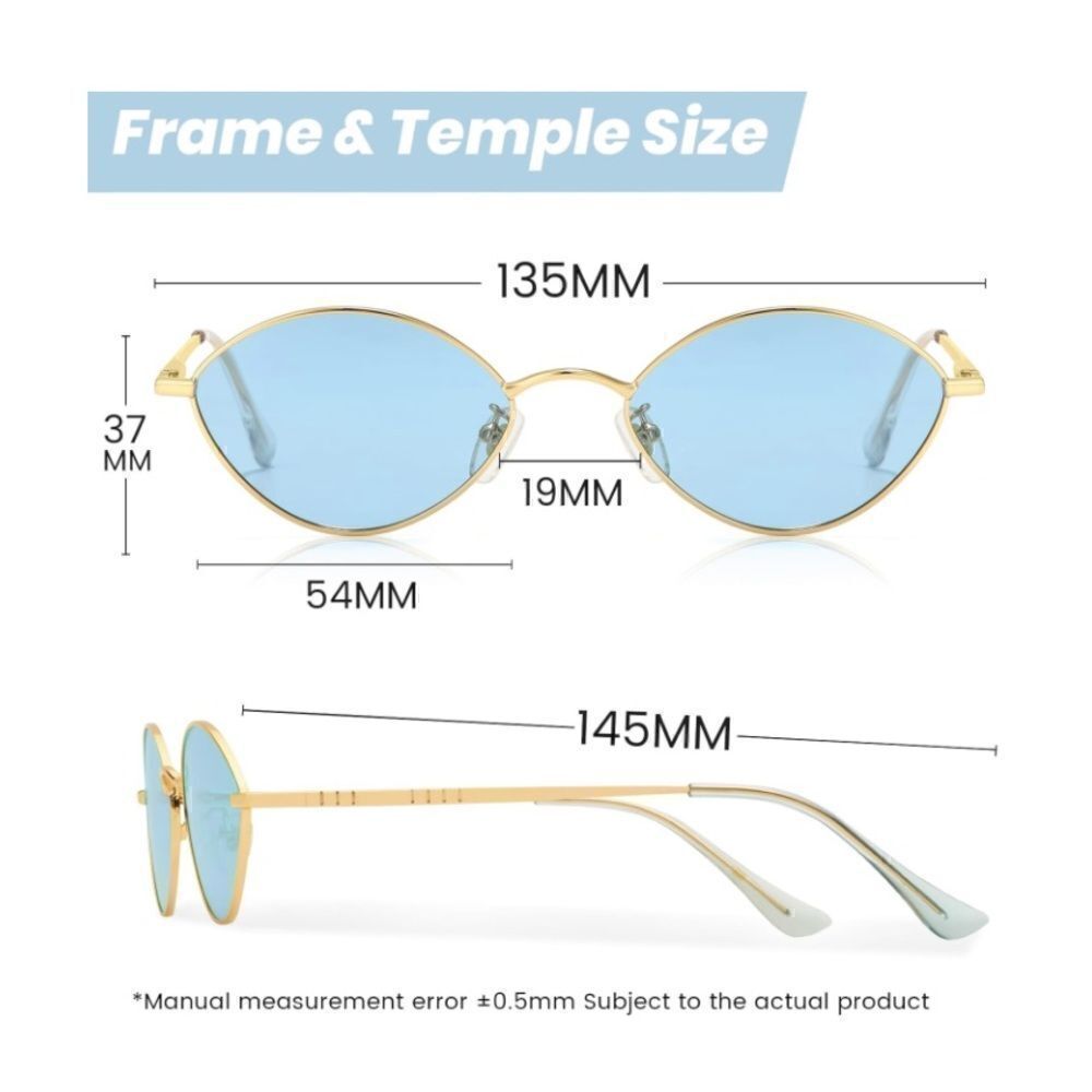 Small Frame Retro Sunnies with Chain Blue Lens - Picture 4 of 4